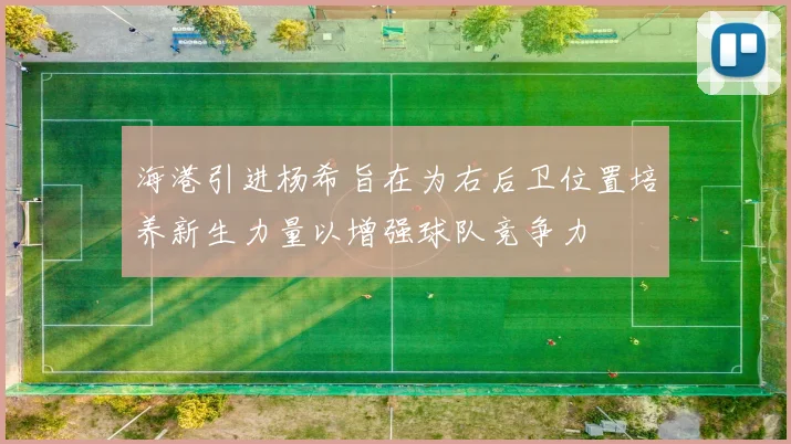 海港引进杨希旨在为右后卫位置培养新生力量以增强球队竞争力